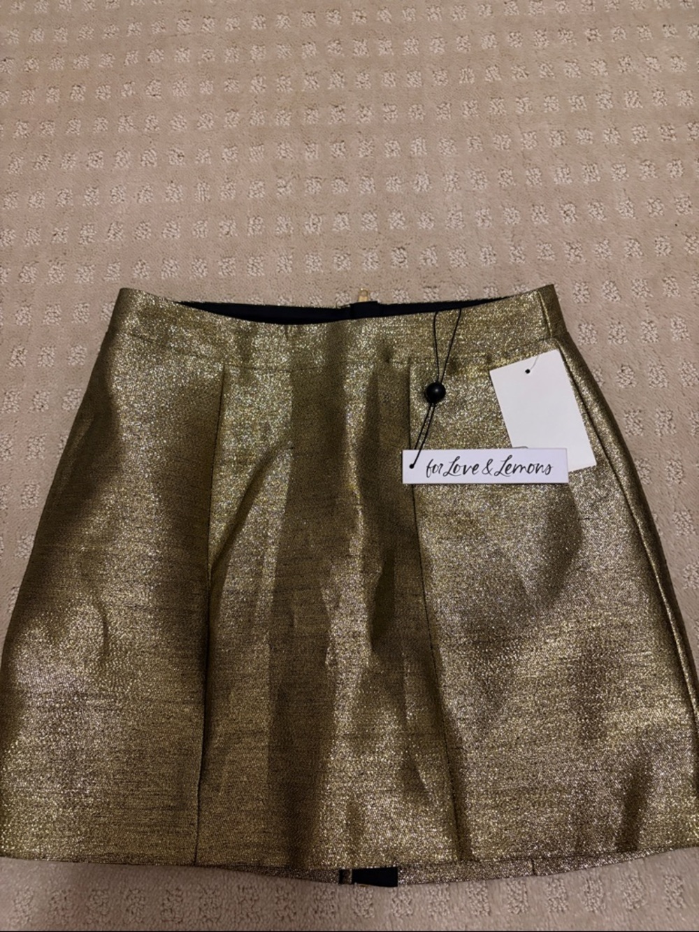 For Love & Lemons Metallic Gold A-Line Mini Skirt